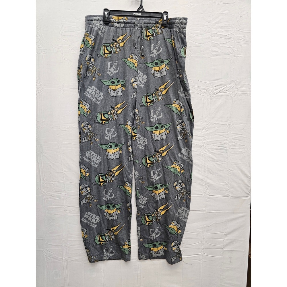 Star Wars Mens Mandalorian Pajama Pants Grey Cotton Blend Casual Size XXL